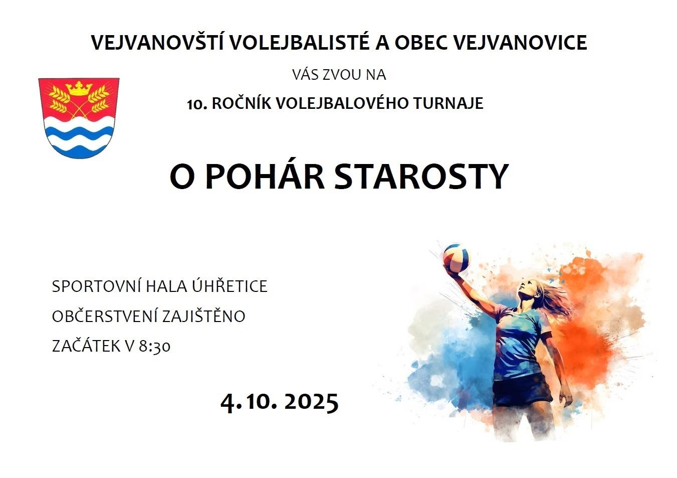 Pozvánka na volejbalový turnaj O pohár starosty 2025
