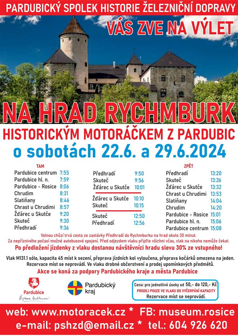 Historickým motoráčkem z Pardubic na hrad Rychmburk